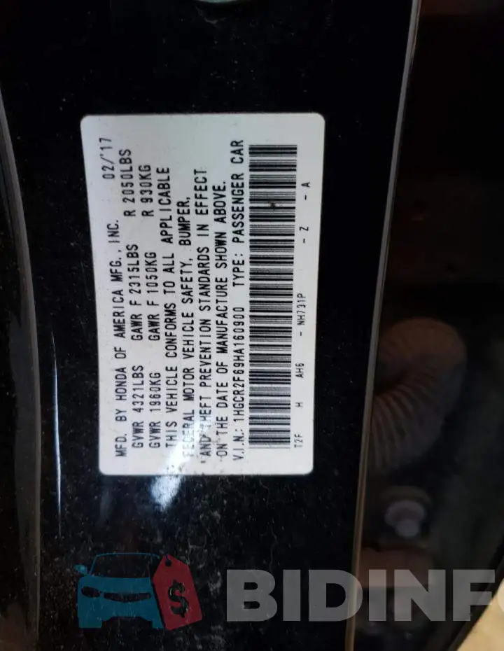 1HGCR2F69HA160900 Photo# 10