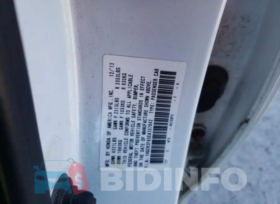 1HGCR2F85EA107642 Photo# 12