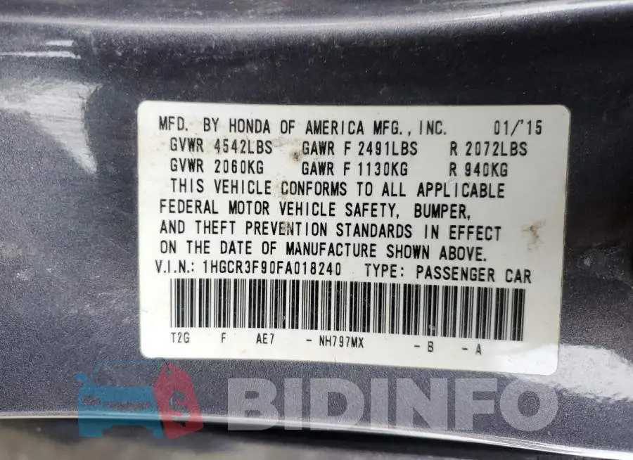 1HGCR3F90FA018240 Photo# 13