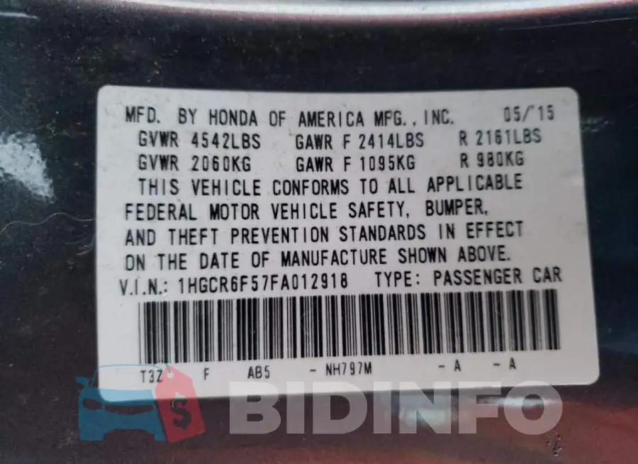 1HGCR6F57FA012918 Photo# 13