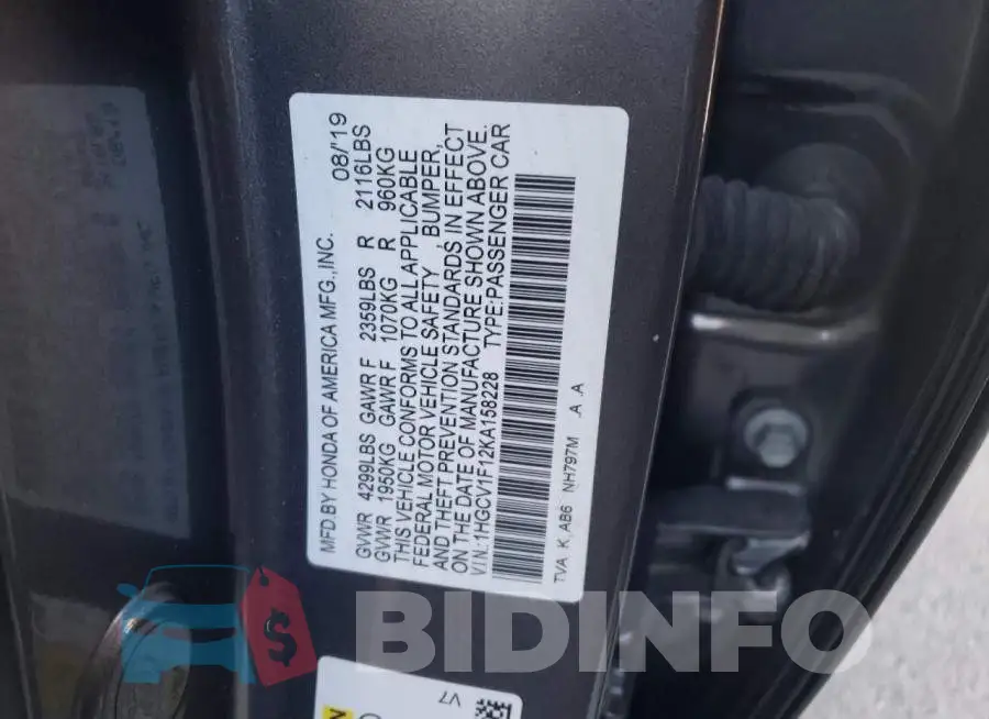 1HGCV1F12KA158228 Photo# 12
