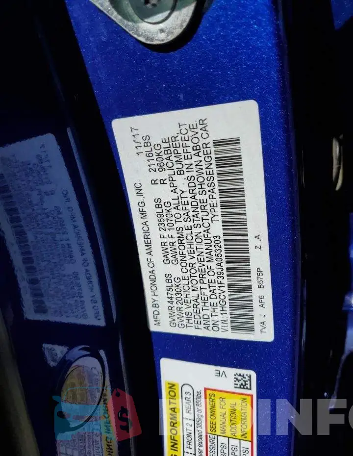 1HGCV1F39JA053203 Photo# 12
