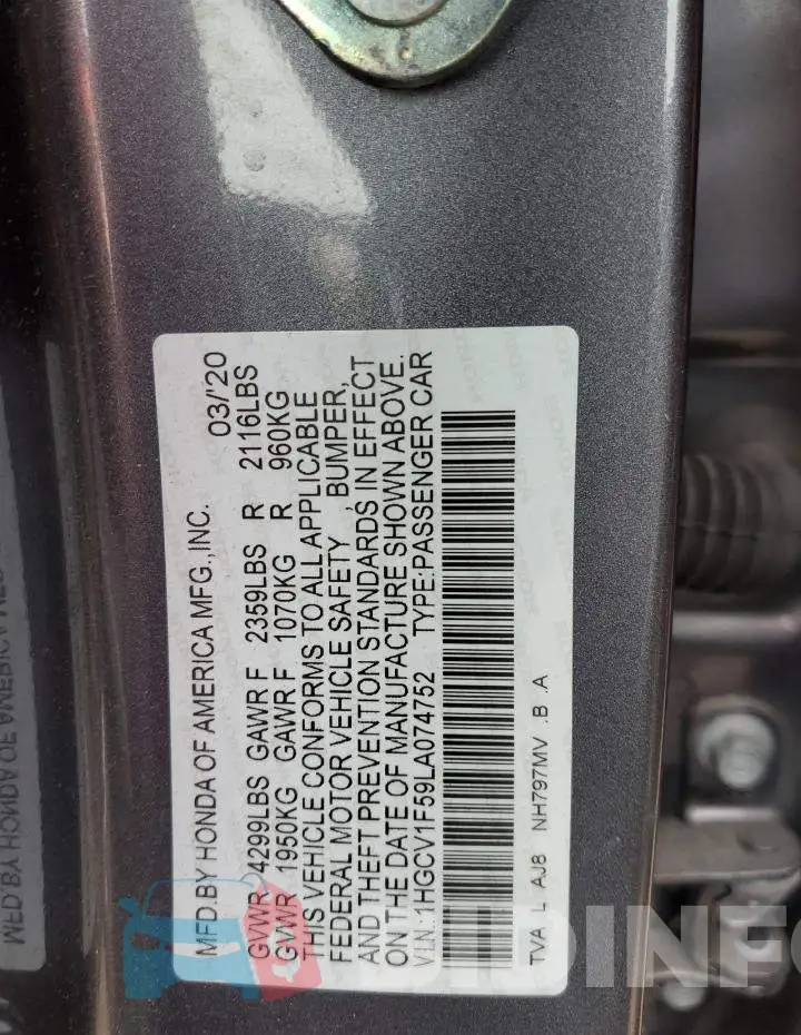 1HGCV1F59LA074752 Photo# 12