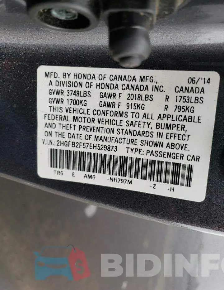 2HGFB2F57EH529873 Photo# 12