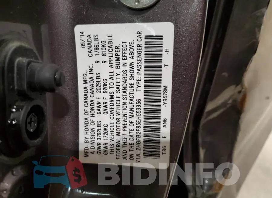 2HGFB2F85EH553356 Photo# 12