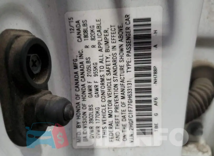 2HGFC1F77GH633131 Photo# 12