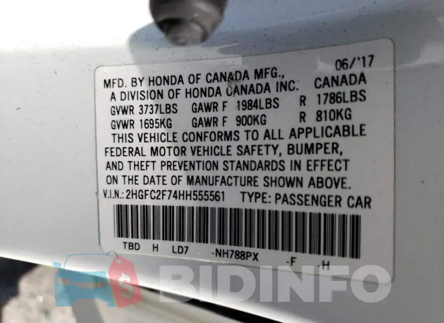 2HGFC2F74HH555561 Photo# 12
