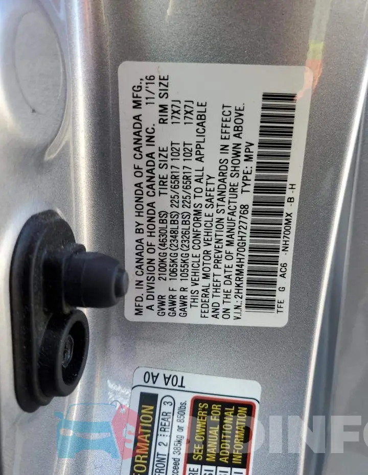 2HKRM4H70GH727768 Photo# 13