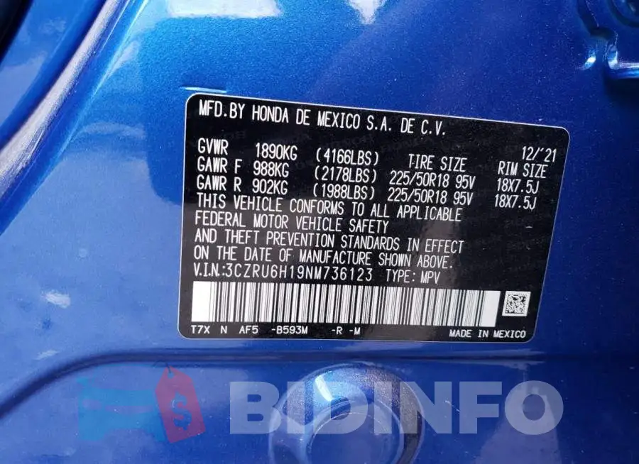 3CZRU6H19NM736123 Photo# 12