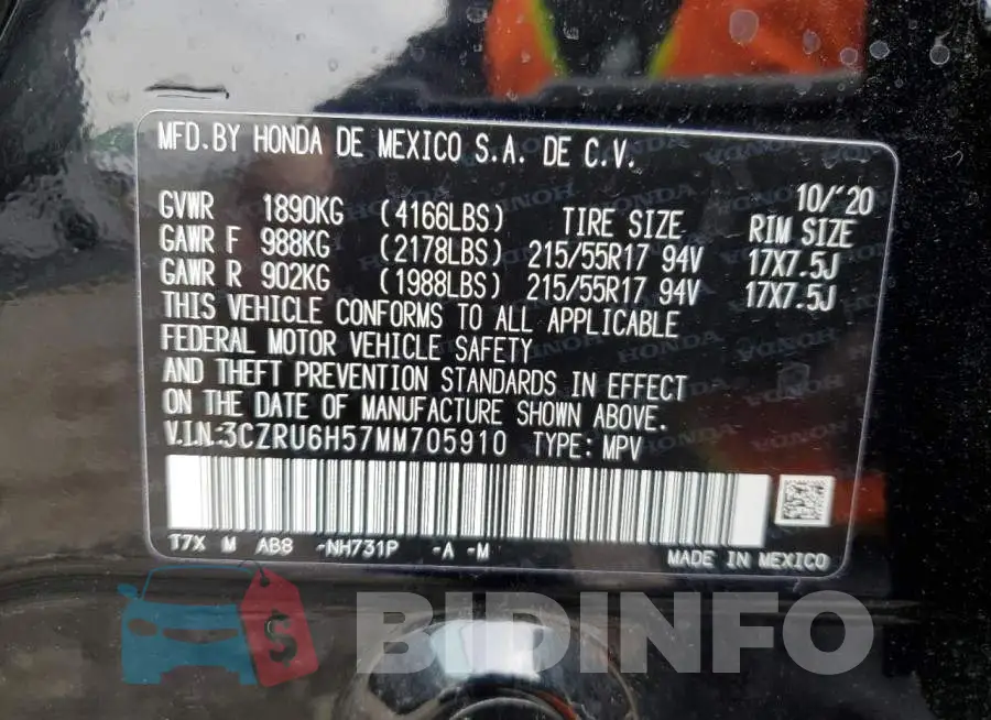 3CZRU6H57MM705910 Photo# 13