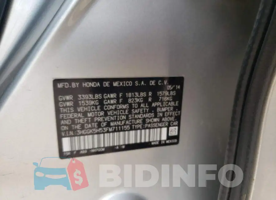 3HGGK5H53FM711155 Photo# 13