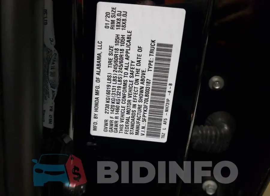 5FPYK3F70LB003187 Photo# 12