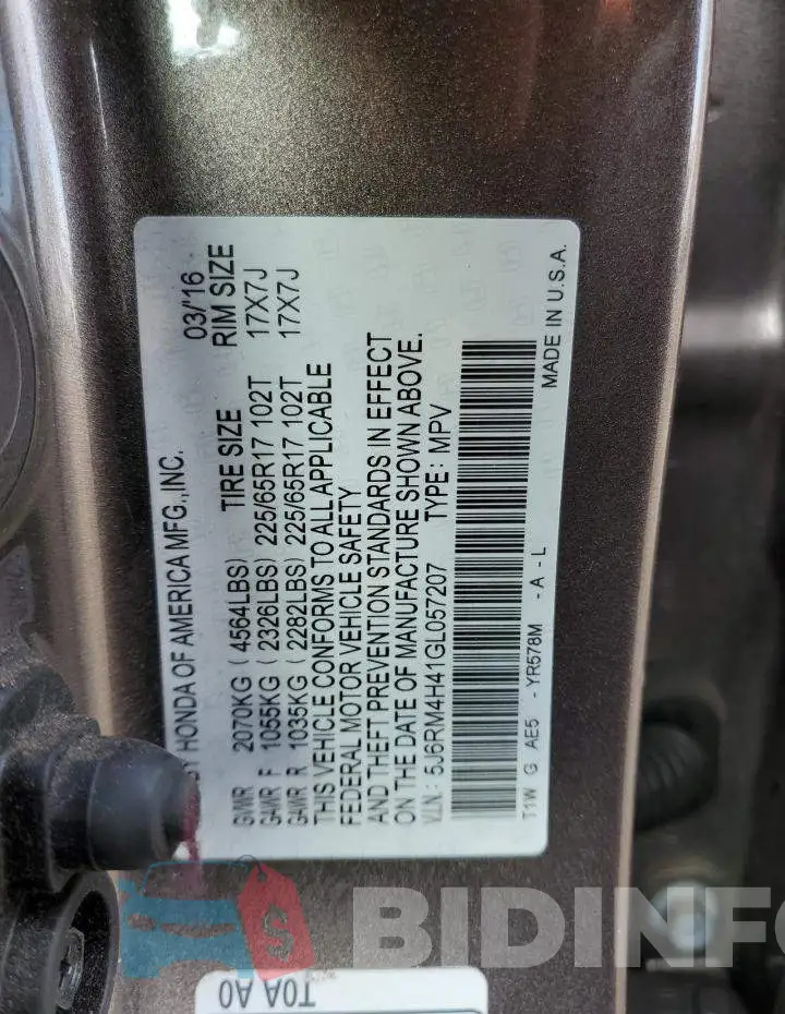5J6RM4H41GL057207 Photo# 12