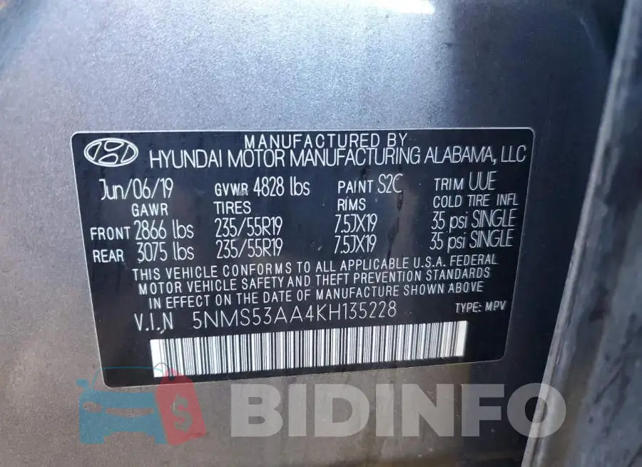 5NMS53AA4KH135228 Photo# 14