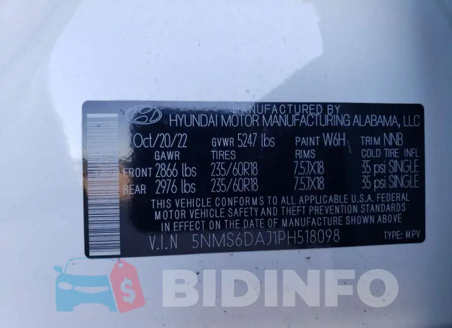 5NMS6DAJ1PH518098 Photo# 13