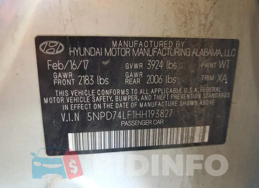 5NPD74LF1HH193827 Photo# 13
