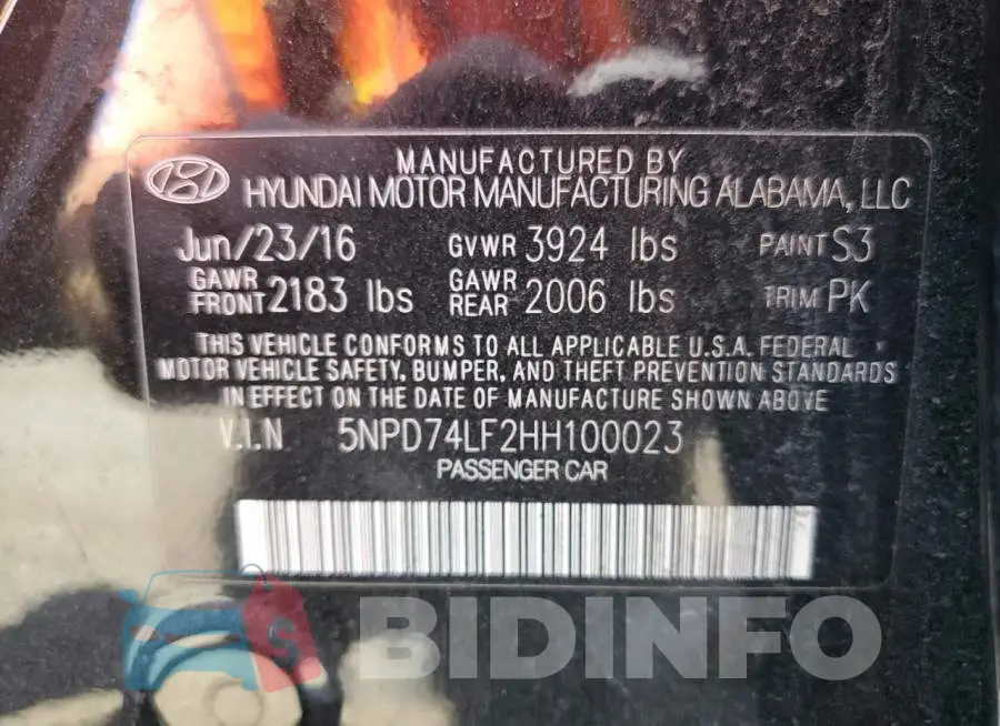5NPD74LF2HH100023 Photo# 13