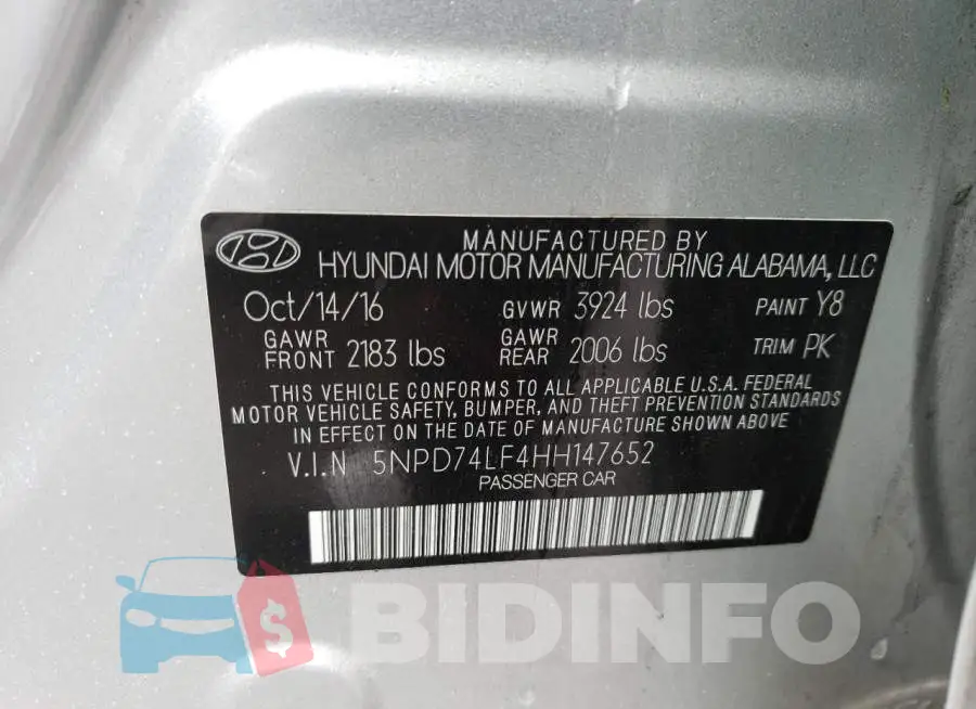 5NPD74LF4HH147652 Photo# 12