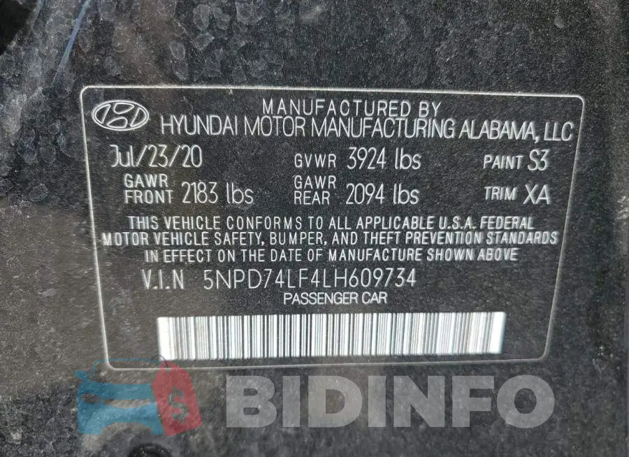 5NPD74LF4LH609734 Photo# 13