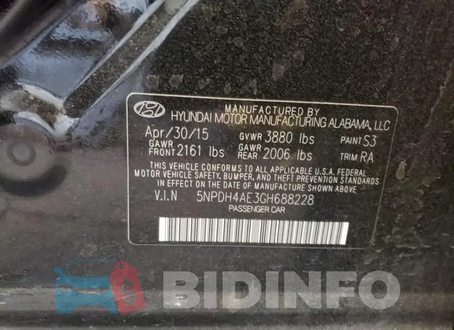5NPDH4AE3GH688228 Photo# 12