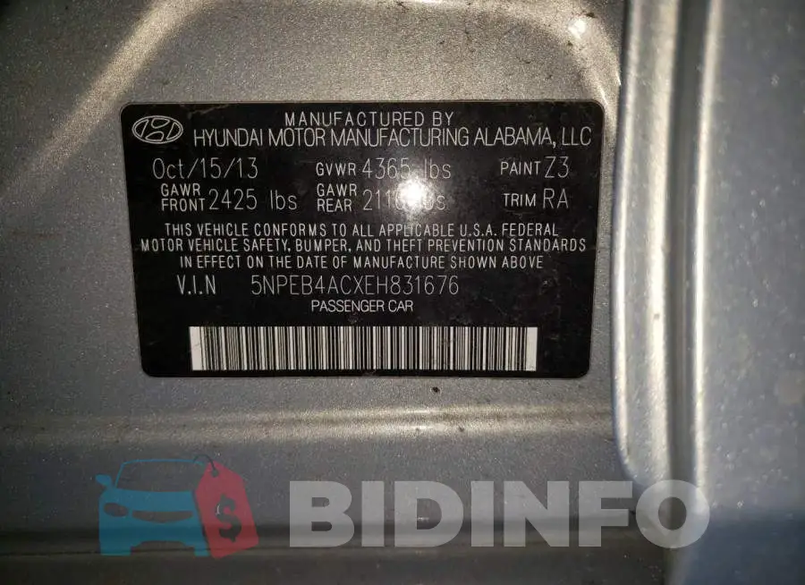 5NPEB4ACXEH831676 Photo# 12