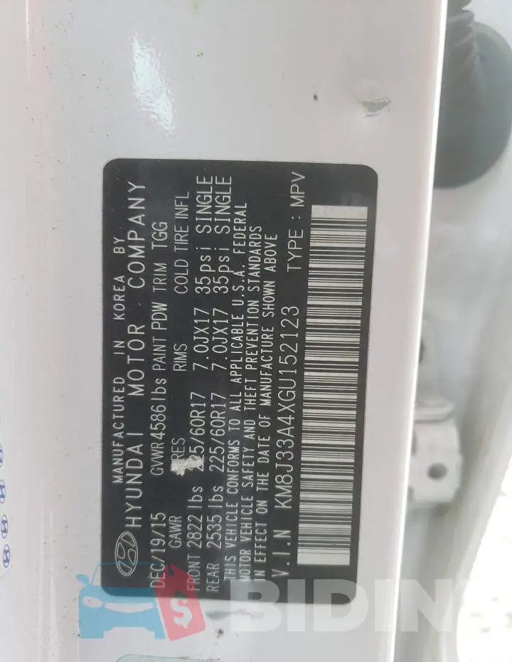 KM8J33A4XGU152123 Photo# 13
