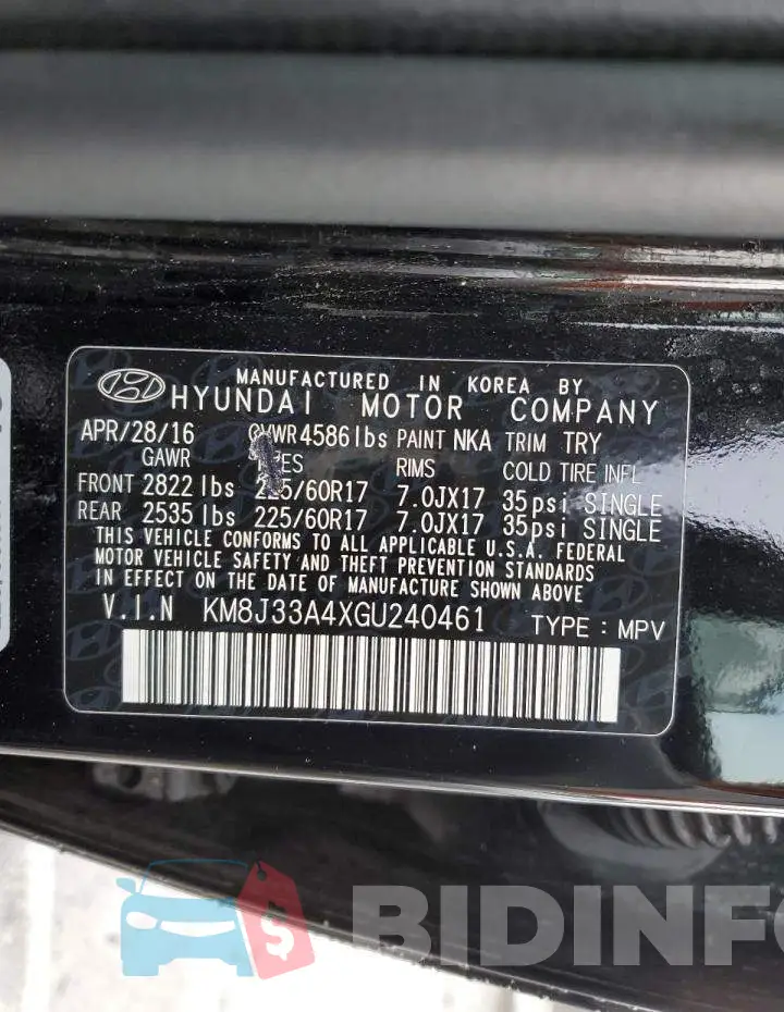 KM8J33A4XGU240461 Photo# 13