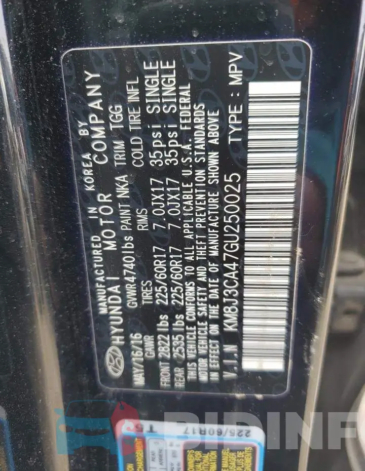 KM8J3CA47GU250025 Photo# 13