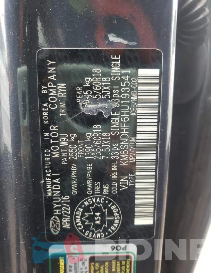 KM8SNDHF6HU193541 Photo# 14
