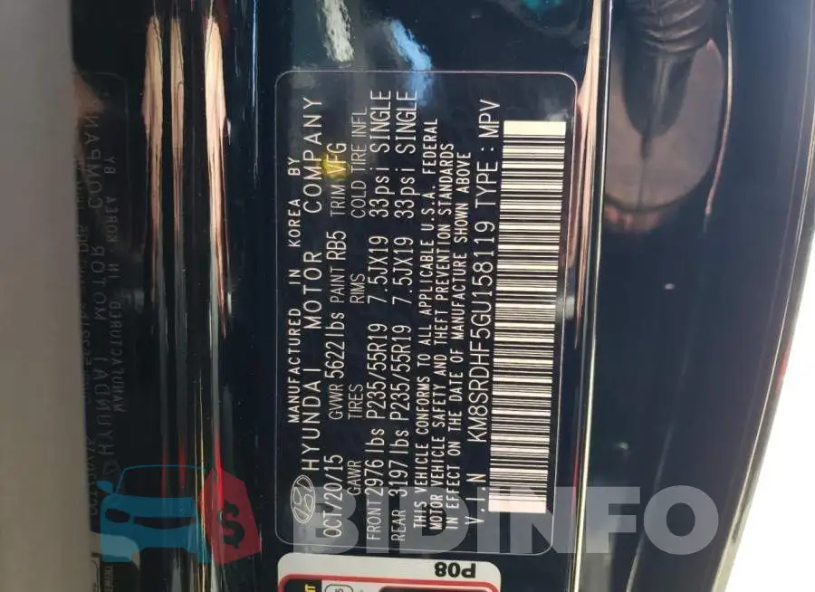 KM8SRDHF5GU158119 Photo# 12