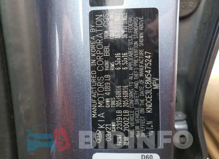 KNDCE3LC8M5475247 Photo# 12