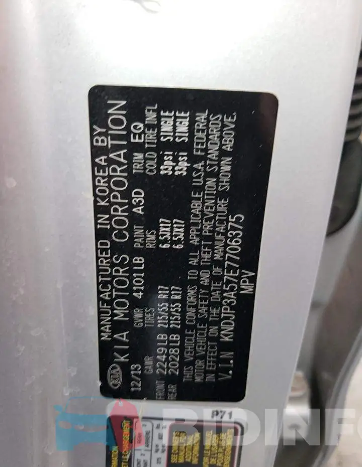 KNDJP3A57E7706375 Photo# 12