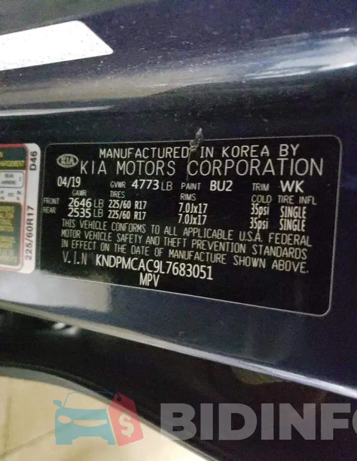 KNDPMCAC9L7683051 Photo# 13