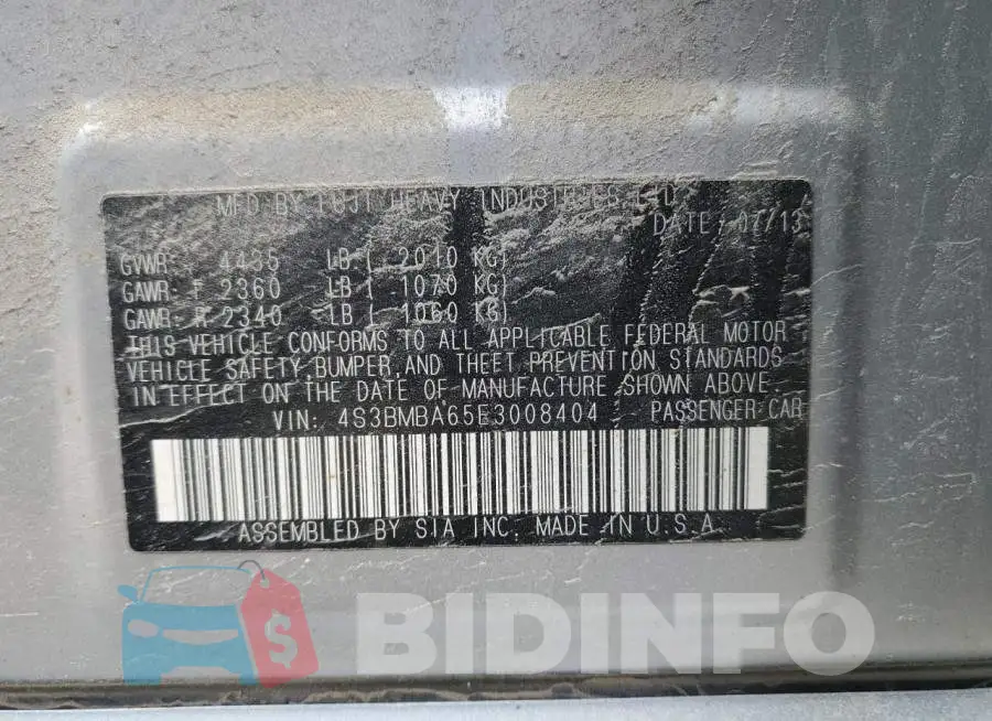 4S3BMBA65E3008404 Photo# 13