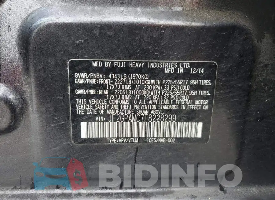 JF2GPAMC7F8228299 Photo# 12