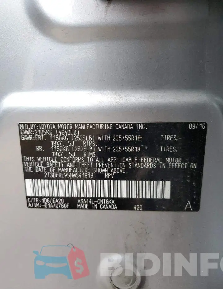 2T3DFREV5HW541819 Photo# 12