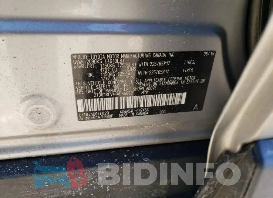 2T3G1RFV4KW066083 Photo# 14