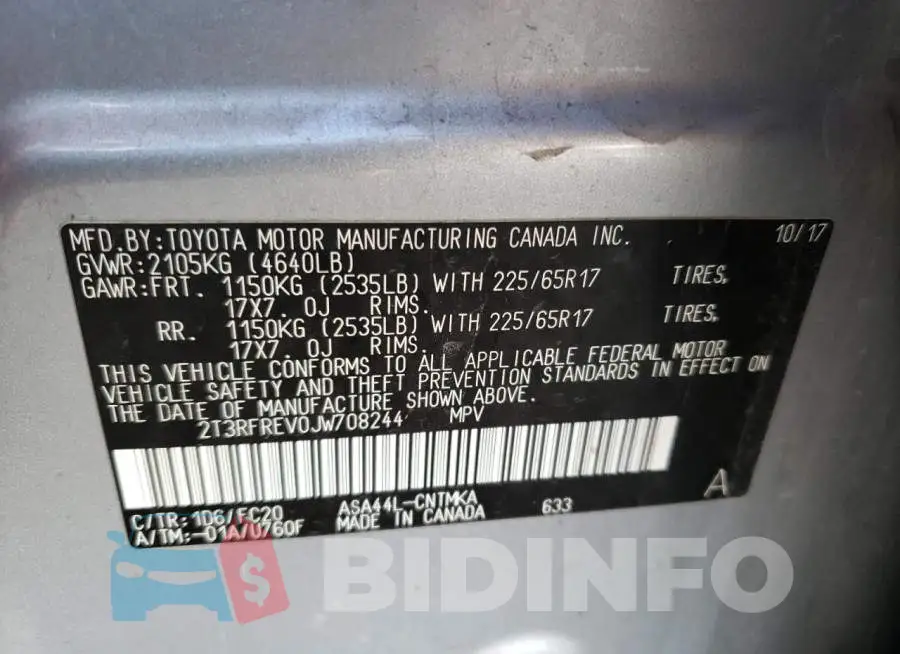 2T3RFREV0JW708244 Photo# 13
