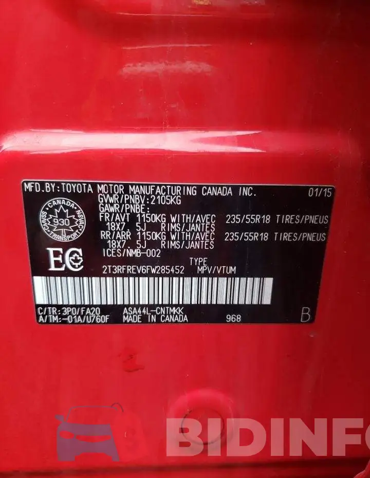 2T3RFREV6FW285452 Photo# 13
