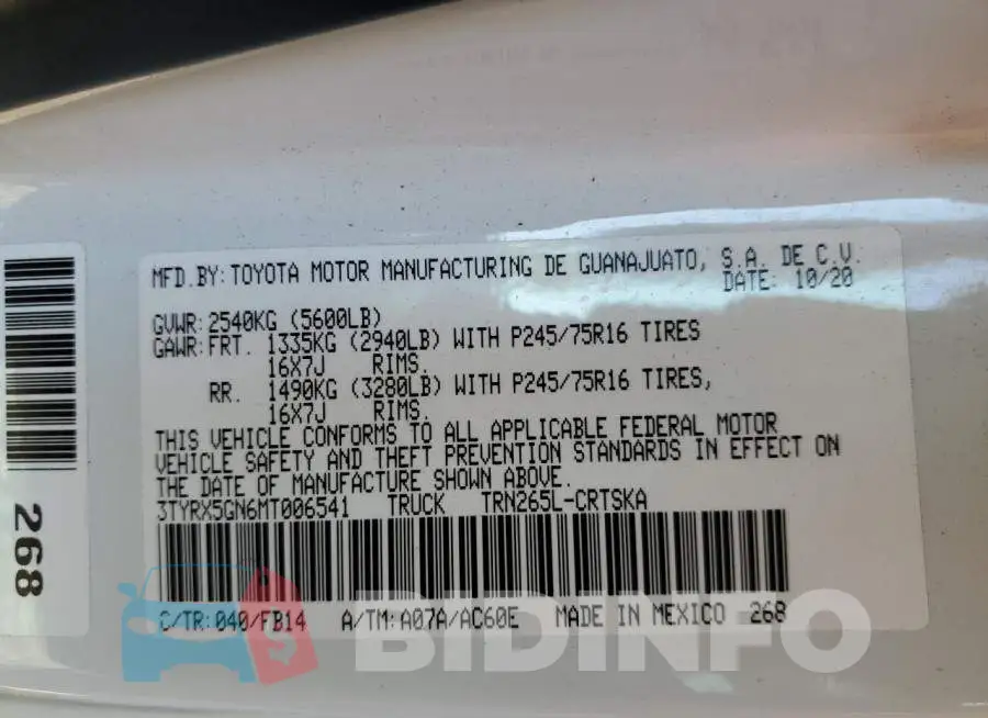 3TYRX5GN6MT006541 Photo# 12