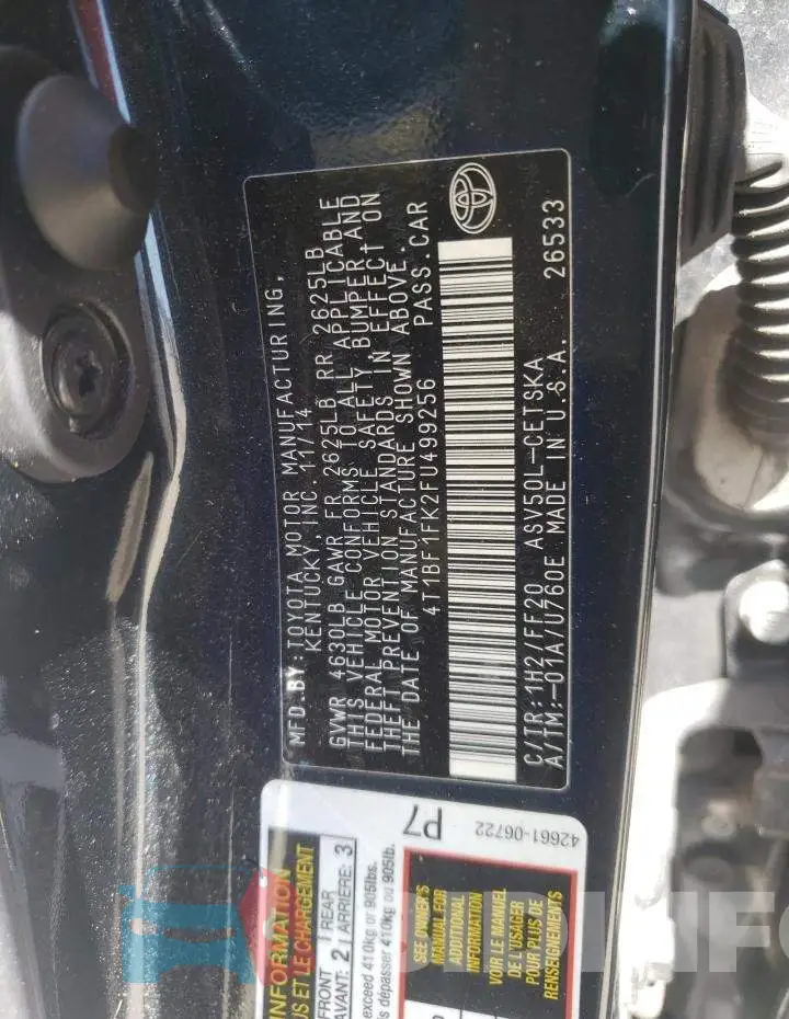 4T1BF1FK2FU499256 Photo# 12