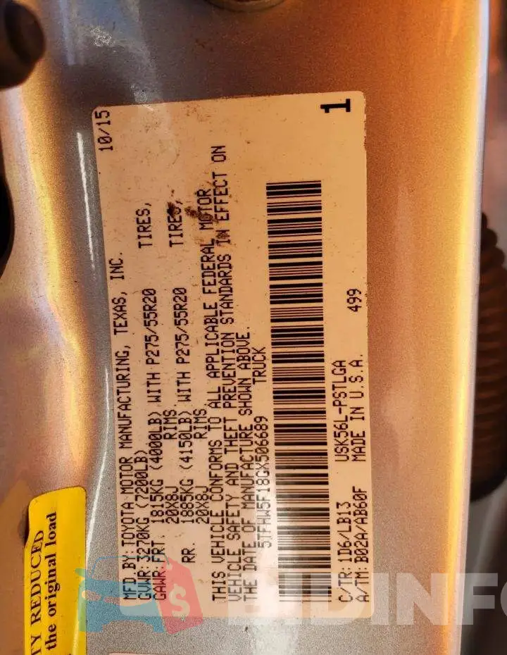 5TFHW5F18GX506689 Photo# 12