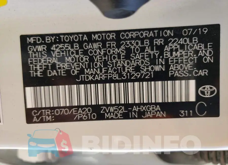 JTDKARFP8L3129721 Photo# 10