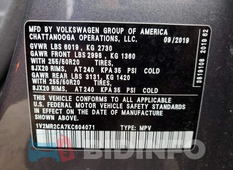 1V2MR2CA7KC604071 Photo# 13