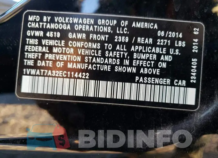 1VWAT7A32EC114422 Photo# 12