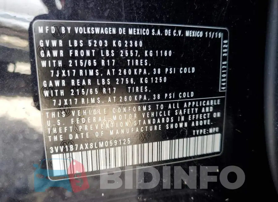 3VV1B7AX8LM059125 Photo# 13