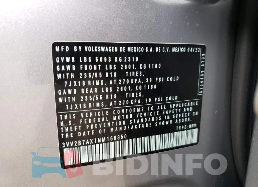 3VV2B7AX1NM166850 Photo# 12