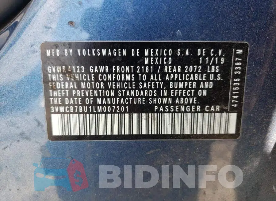 3VWCB7BU1LM007201 Photo# 12