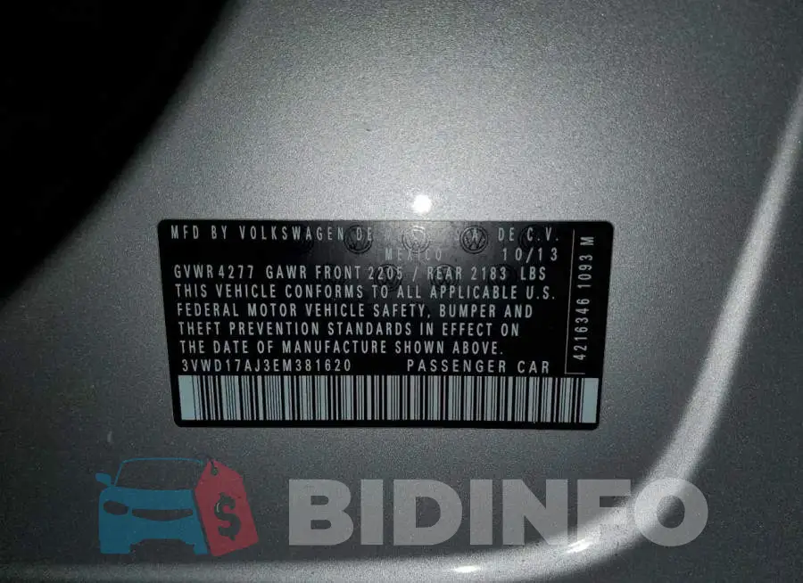 3VWD17AJ3EM381620 Photo# 12