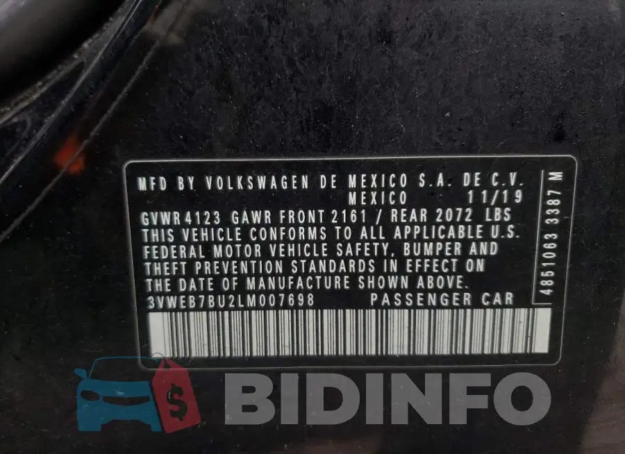 3VWEB7BU2LM007698 Photo# 12